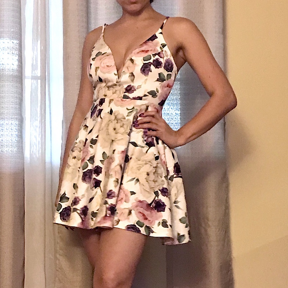 Party peplum mini floral dress TRAC